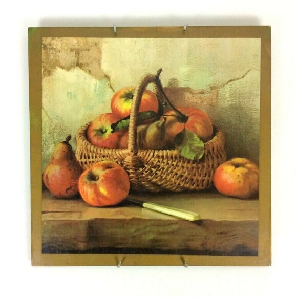 Donald Art Co 8x8 Hot Plate Plaques Trivets Fruit Baskets Still Life Vintage USA - Picture 8 of 12